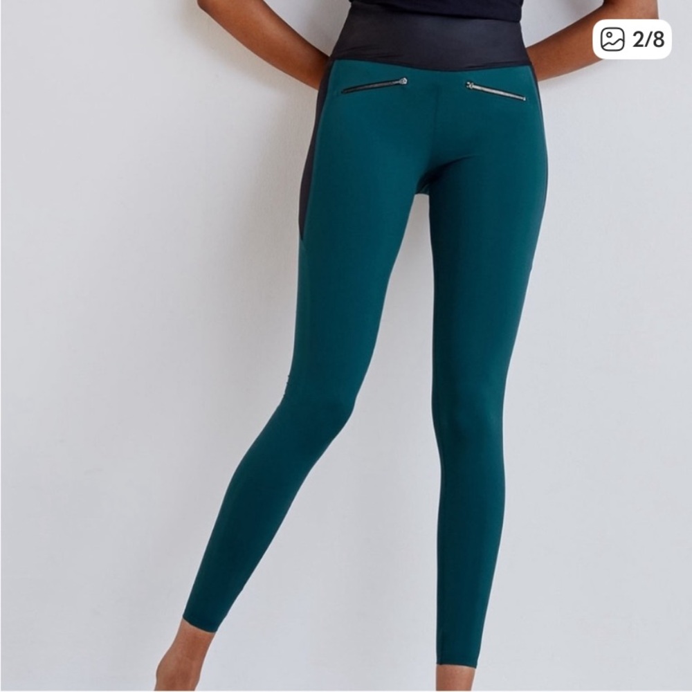 ADAY Teal and Black Leggings - Picture 2 of 7